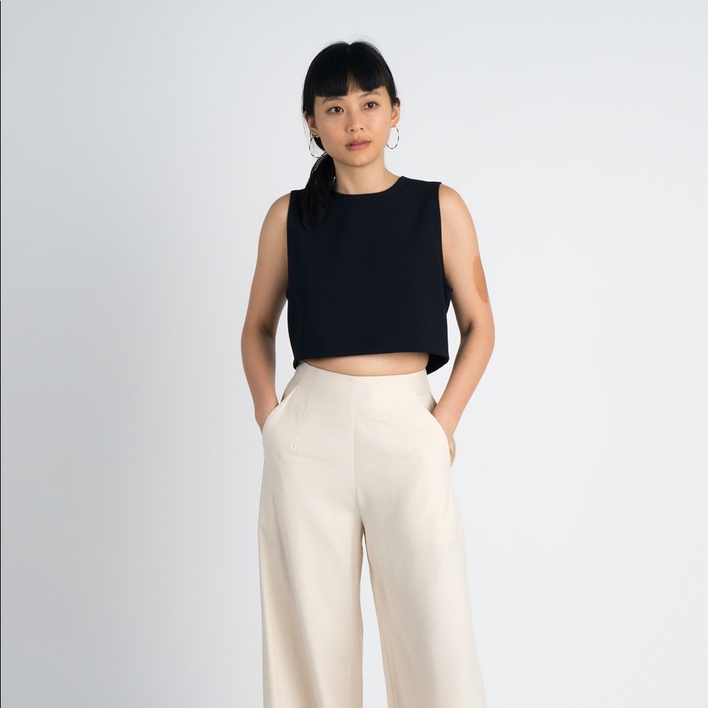 KAAREM Siamese Sleeveless Top in Black Blue